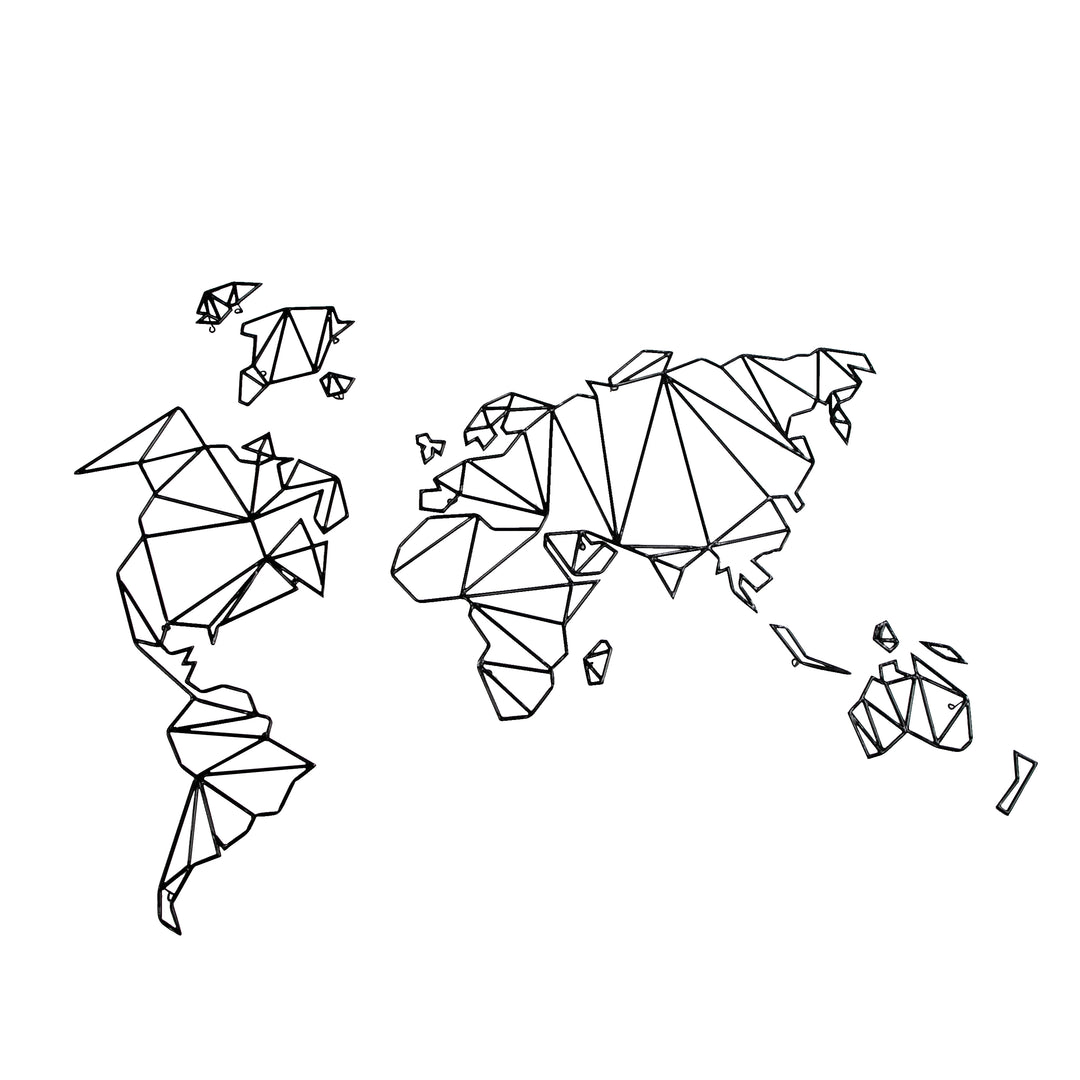 World Map  Black Metal Wall Hanging