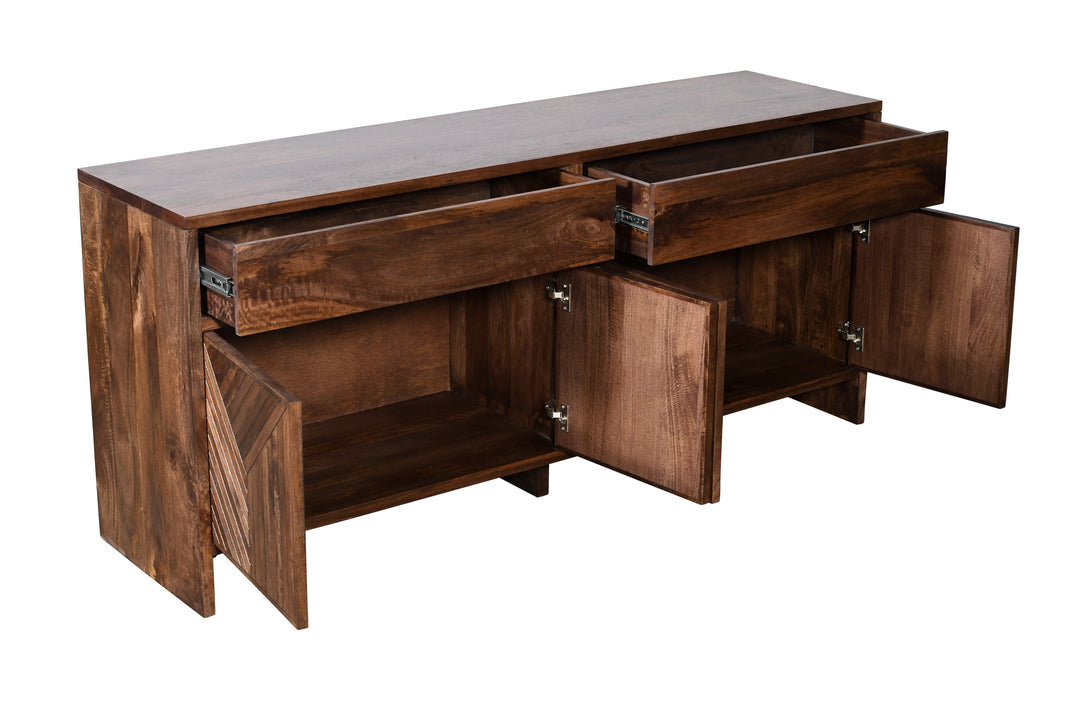 Modus Furniture Pgrr78 Fevano Four Door Two Drawer Solid Wood Sideboard In Smoked Brown