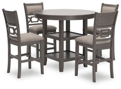 Wrenning Counter Height Dining Table and 4 Barstools (Set of 5) - Gray 5 Piece Dining Room Set modern furniture Contempo Furniture