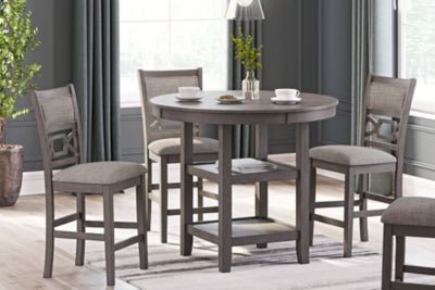 Wrenning Counter Height Dining Table and 4 Barstools (Set of 5) - Gray 5 Piece Dining Room Set modern furniture Contempo Furniture