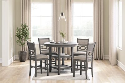 Wrenning Counter Height Dining Table and 4 Barstools (Set of 5) - Gray 5 Piece Dining Room Set modern furniture Contempo Furniture