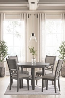 Wrenning Dining Table and 4 Chairs (Set of 5) - Gray 5 Piece Dining Room Set modern furniture Contempo Furniture