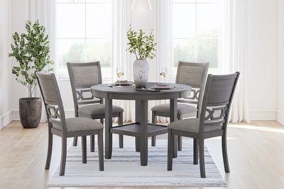Wrenning Dining Table and 4 Chairs (Set of 5) - Gray 5 Piece Dining Room Set modern furniture Contempo Furniture