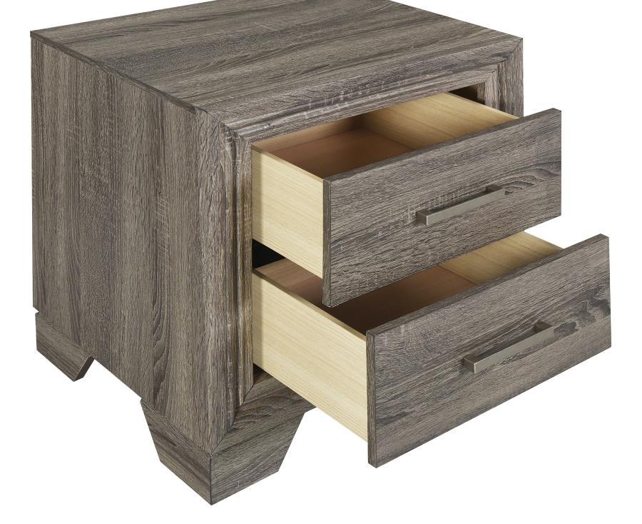 Wright - 2 - Drawer Nightstand Bedside Table - Brown Oak Accent Nightstand modern furniture Contempo Furniture