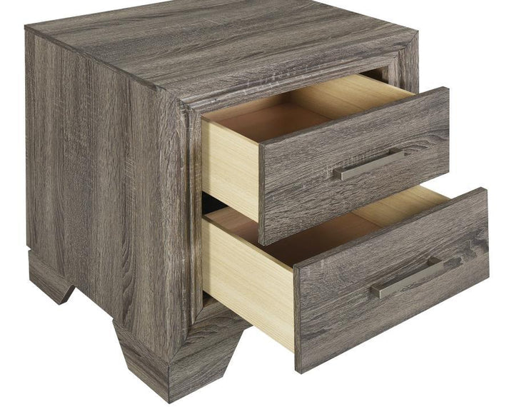Wright - 2 - Drawer Nightstand Bedside Table - Brown Oak Accent Nightstand modern furniture Contempo Furniture