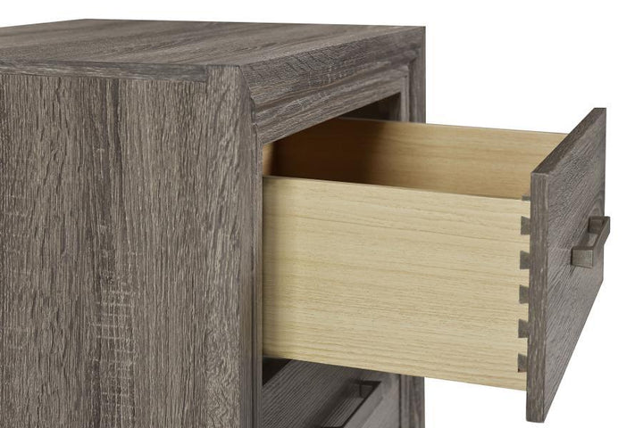 Wright - 2 - Drawer Nightstand Bedside Table - Brown Oak Accent Nightstand modern furniture Contempo Furniture
