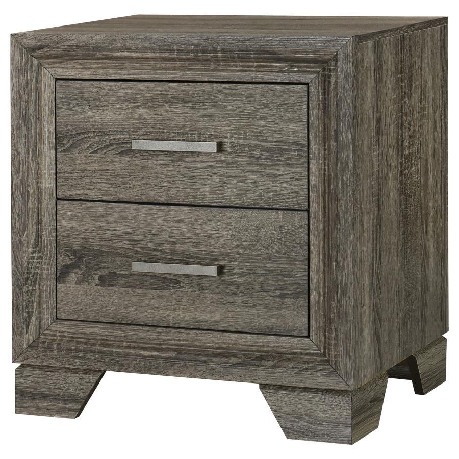 Wright - 2 - Drawer Nightstand Bedside Table - Brown Oak Accent Nightstand modern furniture Contempo Furniture