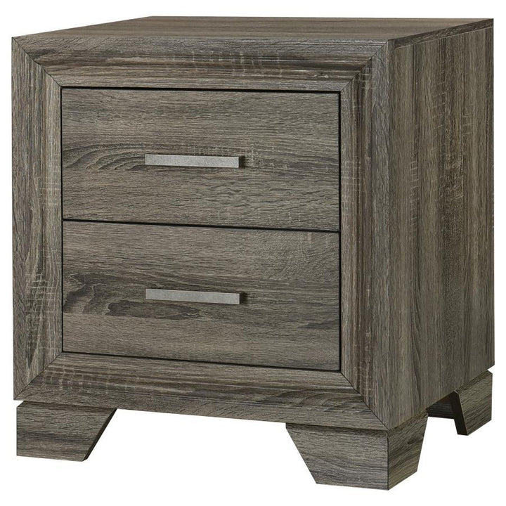 Wright - 2 - Drawer Nightstand Bedside Table - Brown Oak Accent Nightstand modern furniture Contempo Furniture