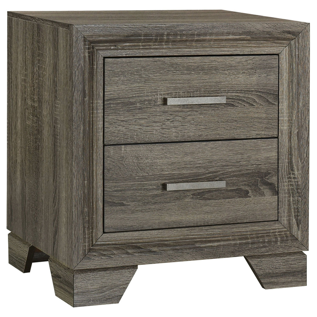 Wright - 2 - Drawer Nightstand Bedside Table - Brown Oak Accent Nightstand modern furniture Contempo Furniture