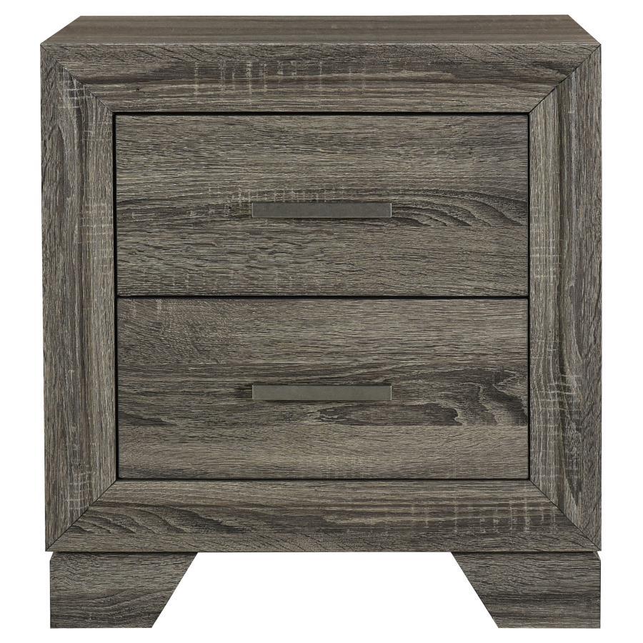 Wright - 2 - Drawer Nightstand Bedside Table - Brown Oak Accent Nightstand modern furniture Contempo Furniture