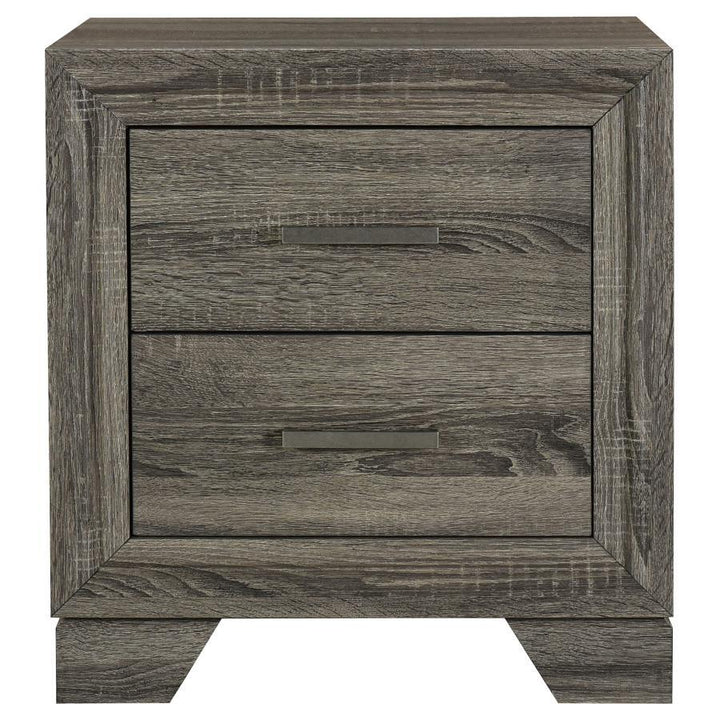 Wright - 2 - Drawer Nightstand Bedside Table - Brown Oak Accent Nightstand modern furniture Contempo Furniture