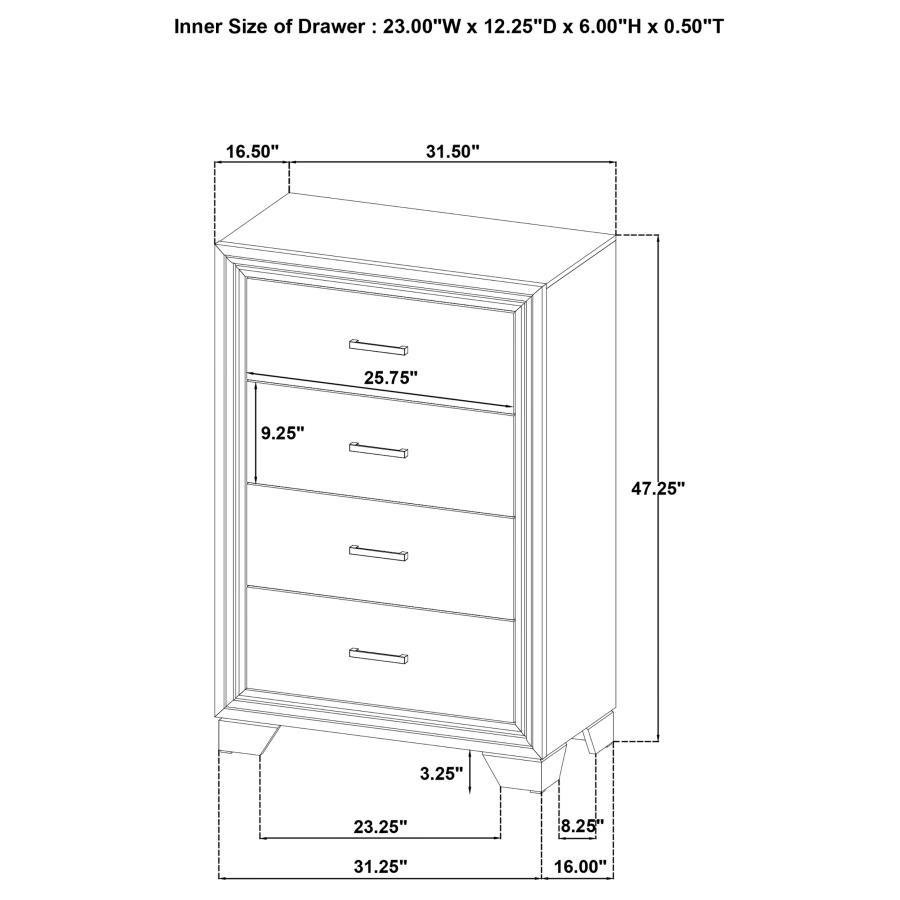 Wright - 4 - Drawer Chest Of Drawers - Brown Oak Accent Chest modern furniture Contempo Furniture