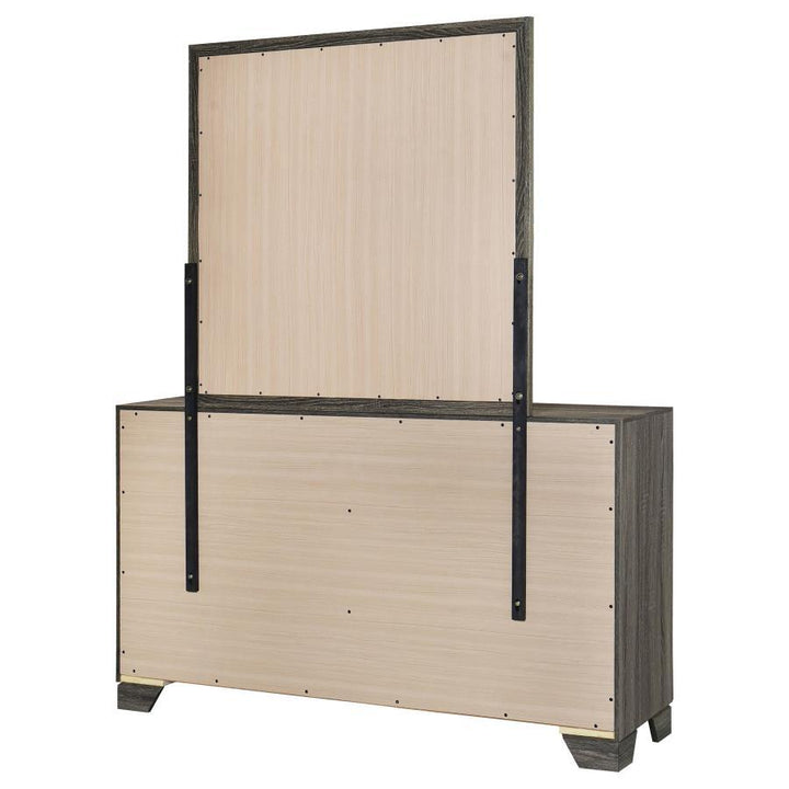 Wright - 6 - Drawer Dresser And Mirror - Brown Oak Dresser &amp; Mirror modern furniture Contempo Furniture