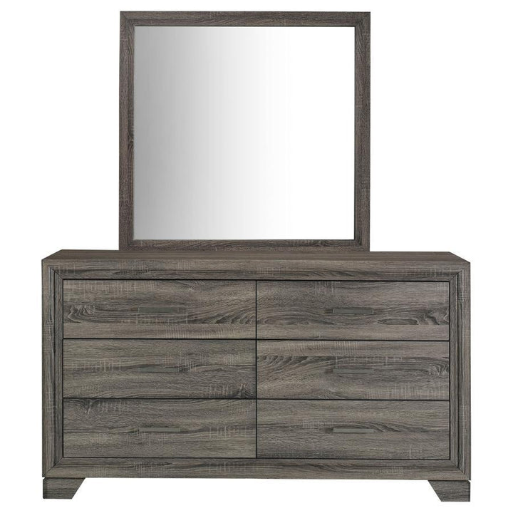 Wright - 6 - Drawer Dresser And Mirror - Brown Oak Dresser &amp; Mirror modern furniture Contempo Furniture
