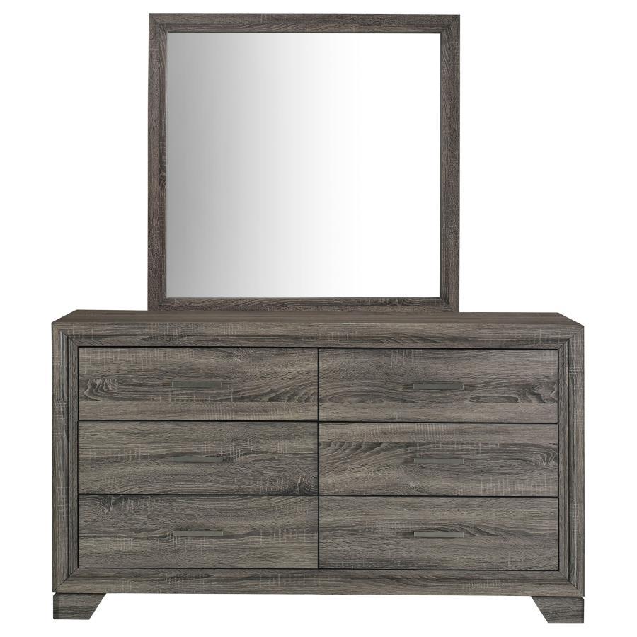 Wright - 6 - Drawer Dresser And Mirror - Brown Oak Dresser & Mirror modern furniture Contempo Furniture