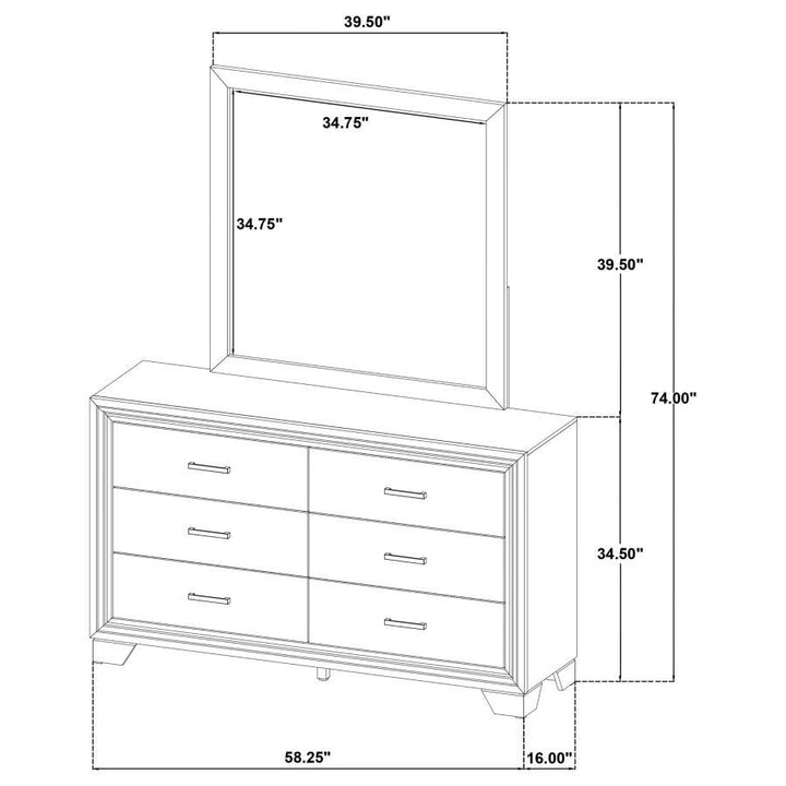 Wright - 6 - Drawer Dresser And Mirror - Brown Oak Dresser &amp; Mirror modern furniture Contempo Furniture