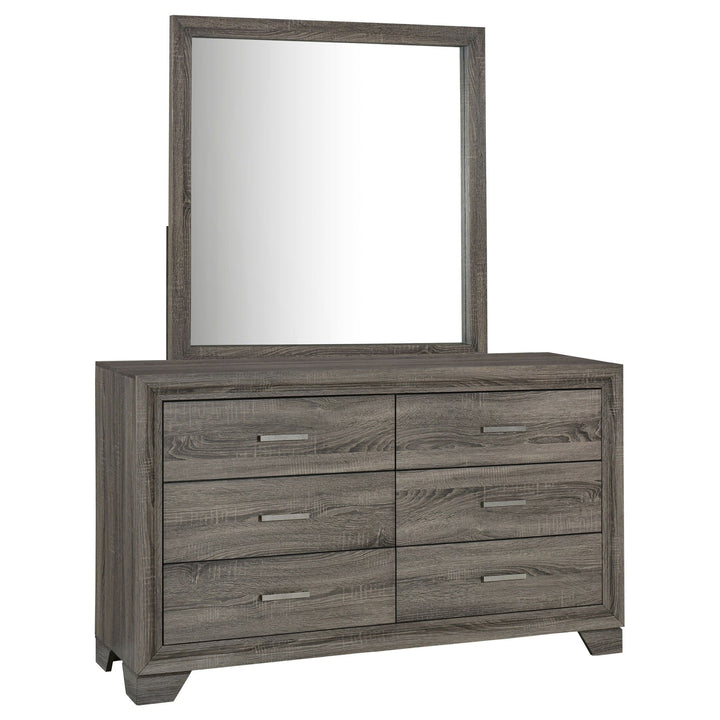 Wright - 6 - Drawer Dresser And Mirror - Brown Oak Dresser &amp; Mirror modern furniture Contempo Furniture