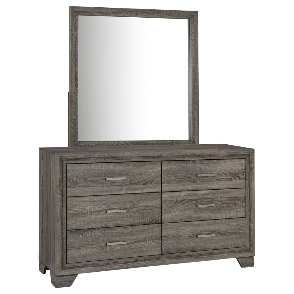 Wright - 6 - Drawer Dresser And Mirror - Brown Oak Dresser & Mirror modern furniture Contempo Furniture