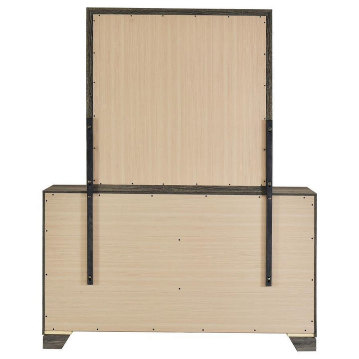 Wright - 6 - Drawer Dresser And Mirror - Brown Oak Dresser &amp; Mirror modern furniture Contempo Furniture