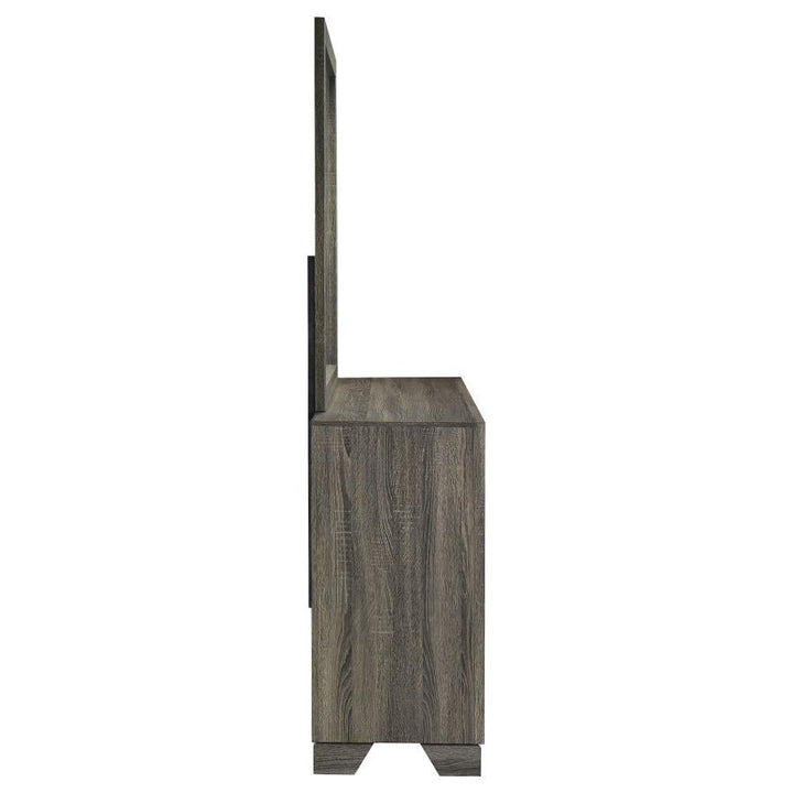 Wright - 6 - Drawer Dresser And Mirror - Brown Oak Dresser &amp; Mirror modern furniture Contempo Furniture