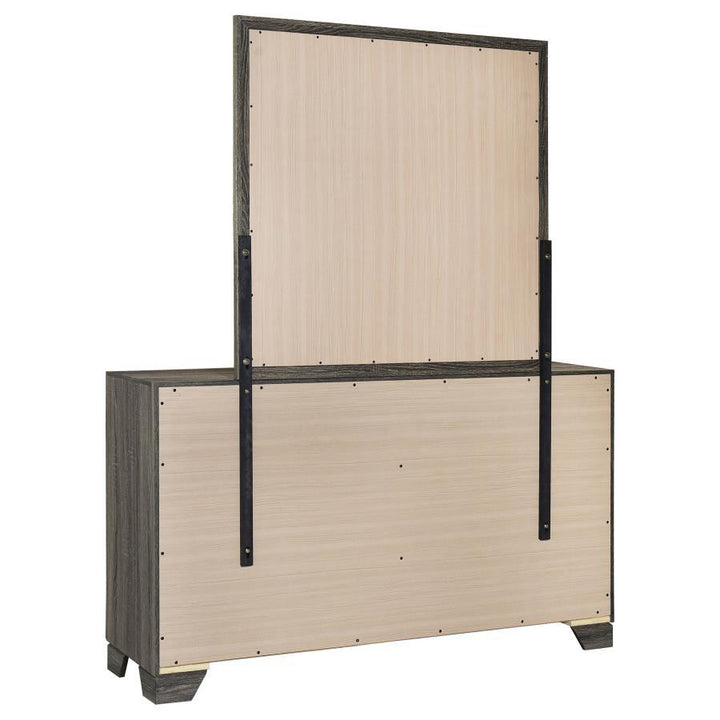 Wright - 6 - Drawer Dresser And Mirror - Brown Oak Dresser &amp; Mirror modern furniture Contempo Furniture