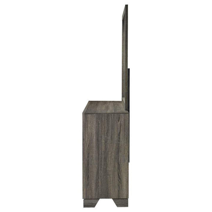 Wright - 6 - Drawer Dresser And Mirror - Brown Oak Dresser &amp; Mirror modern furniture Contempo Furniture