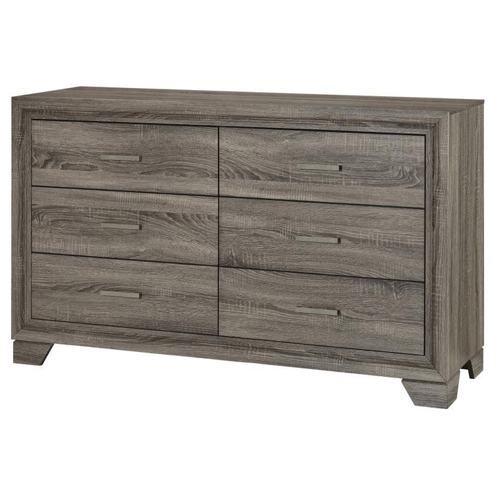 Wright - 6 - Drawer Dresser Cabinet - Brown Oak Dressers modern furniture Contempo Furniture