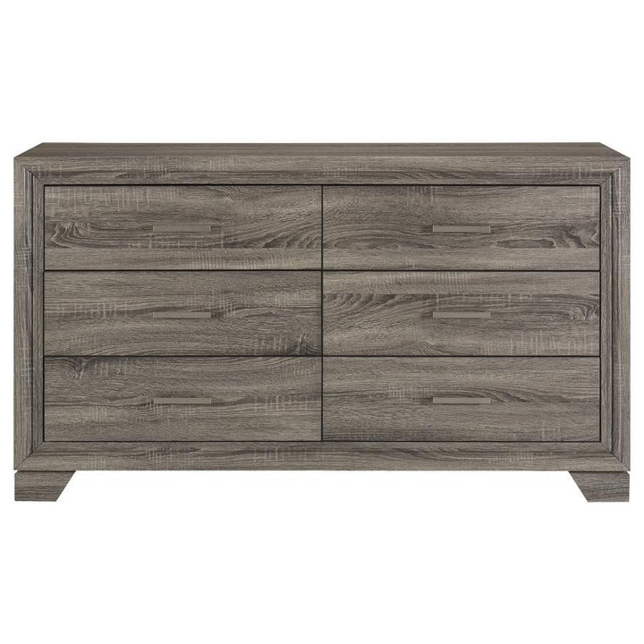Wright - 6 - Drawer Dresser Cabinet - Brown Oak Dressers modern furniture Contempo Furniture