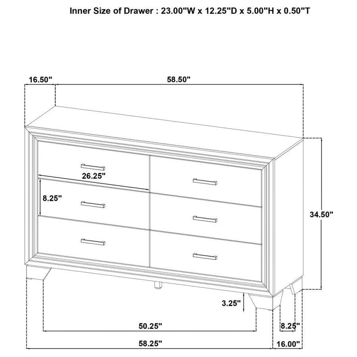 Wright - 6 - Drawer Dresser Cabinet - Brown Oak Dressers modern furniture Contempo Furniture
