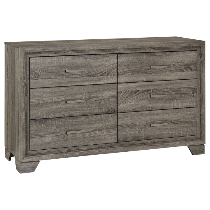 Wright - 6 - Drawer Dresser Cabinet - Brown Oak Dressers modern furniture Contempo Furniture