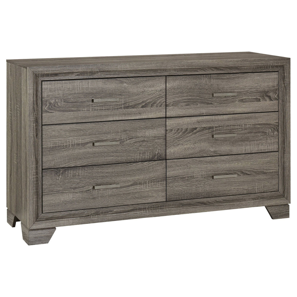 Wright - 6 - Drawer Dresser Cabinet - Brown Oak Dressers modern furniture Contempo Furniture