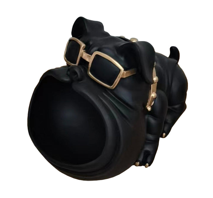 Dog With Open Mouth Modern Black + Gold Sculpture