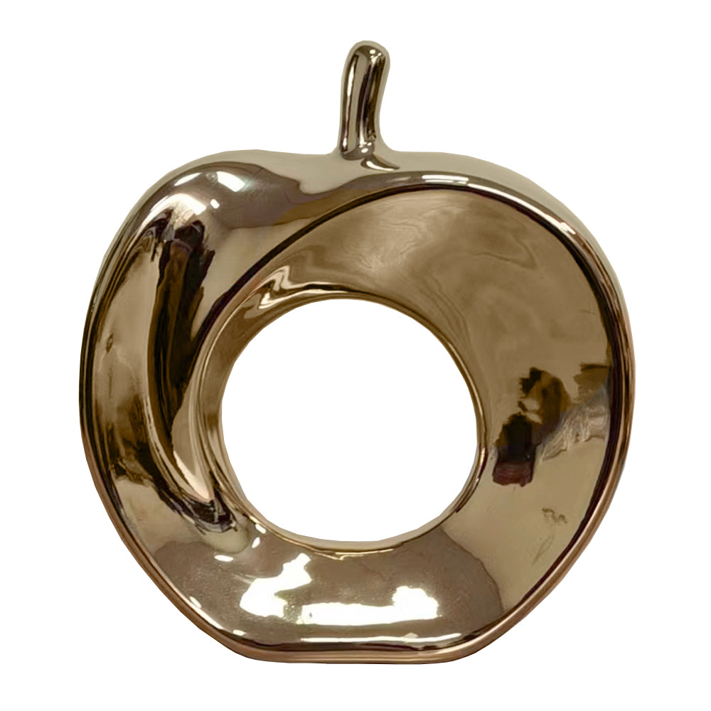Hollow Apple Modern Gold Mirror Sculpture