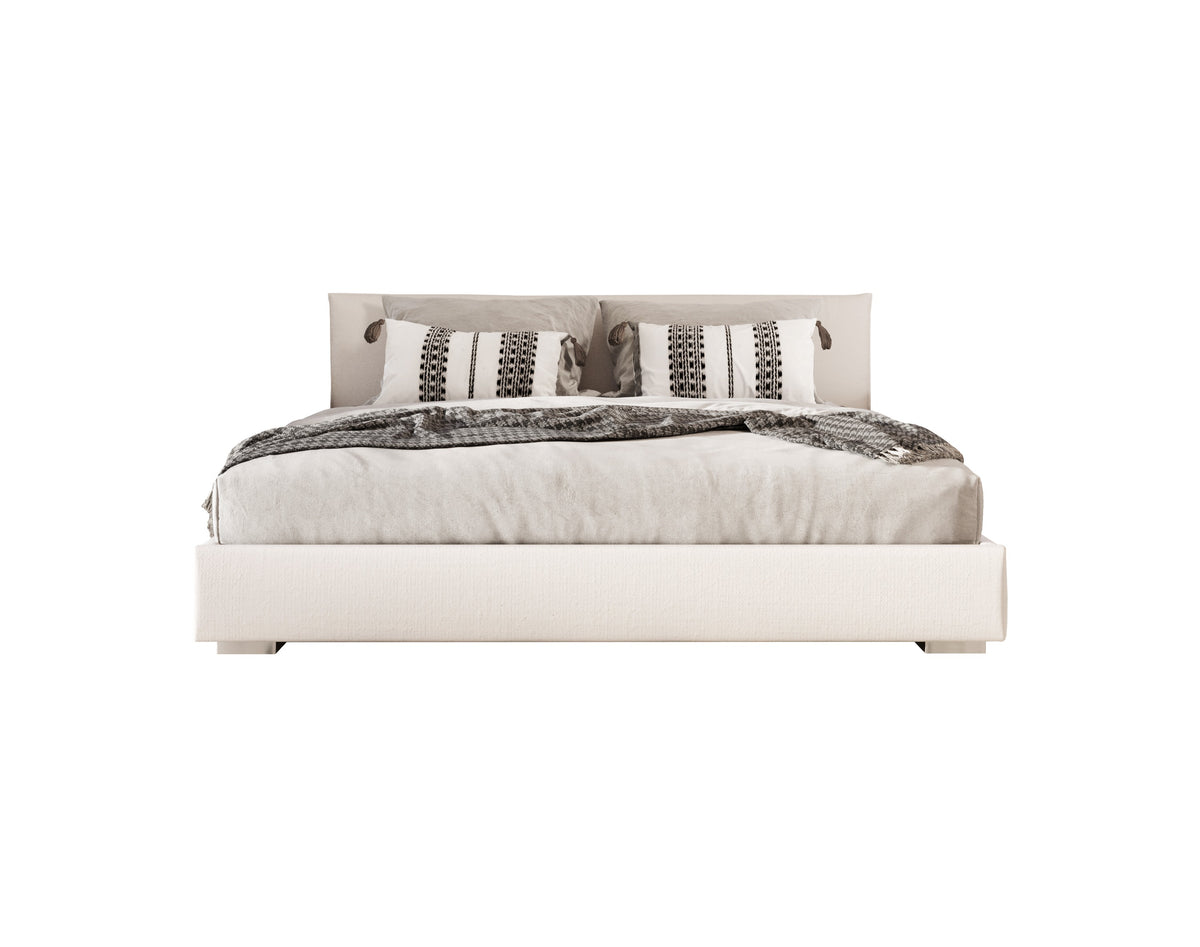 Sogno - Italian Modern Beige Fabric Low Headboard EK Bed
