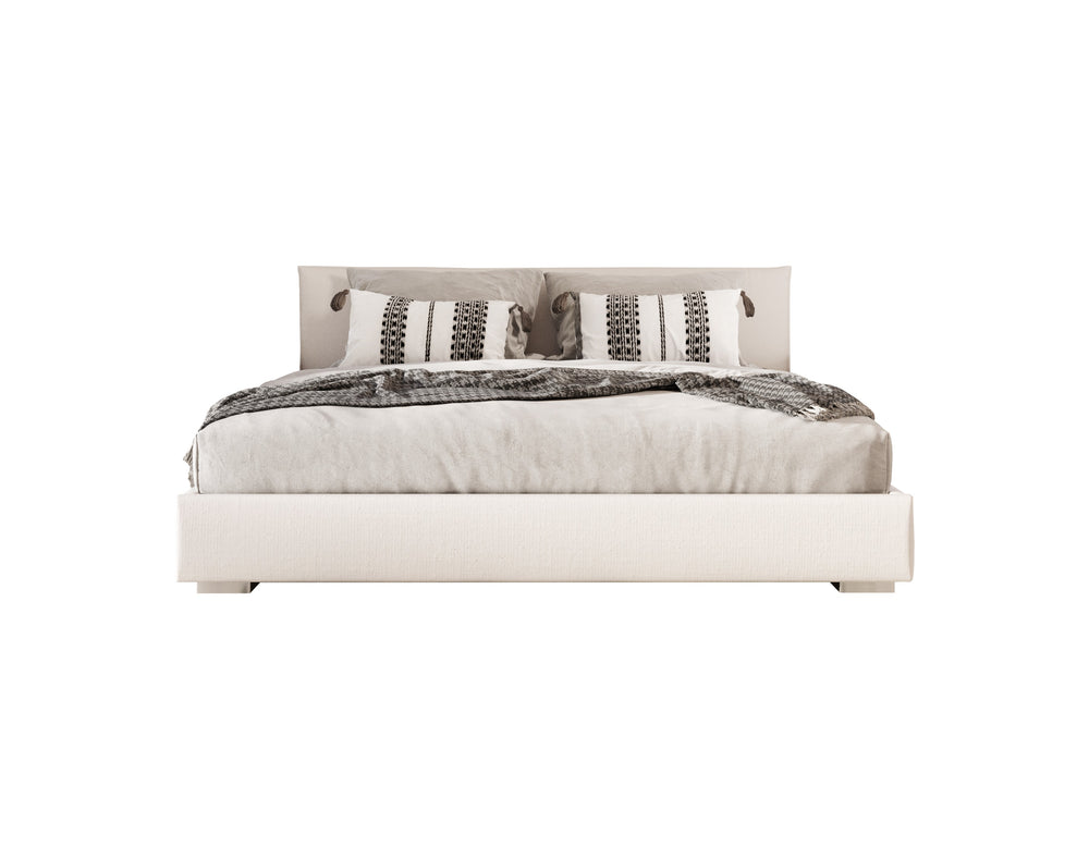Sogno - Italian Modern Beige Fabric Low Headboard EK Bed