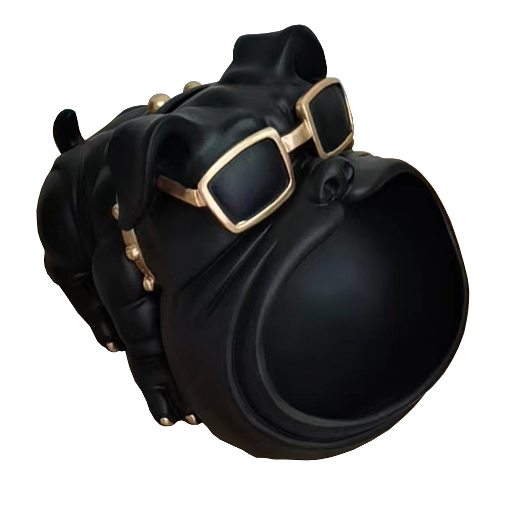 Dog With Open Mouth Modern Black + Gold Sculpture