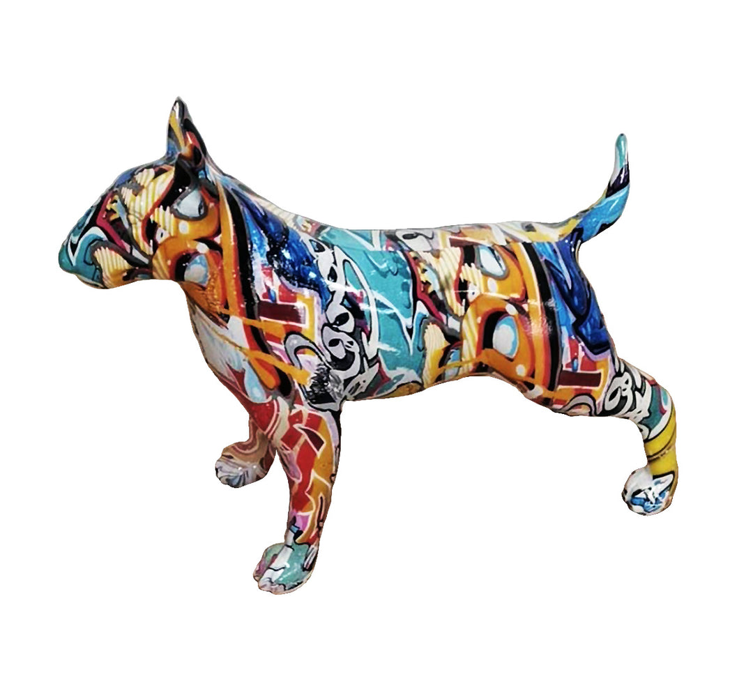 Graffiti Bull Terrier Modern Multi-Color Sculpture