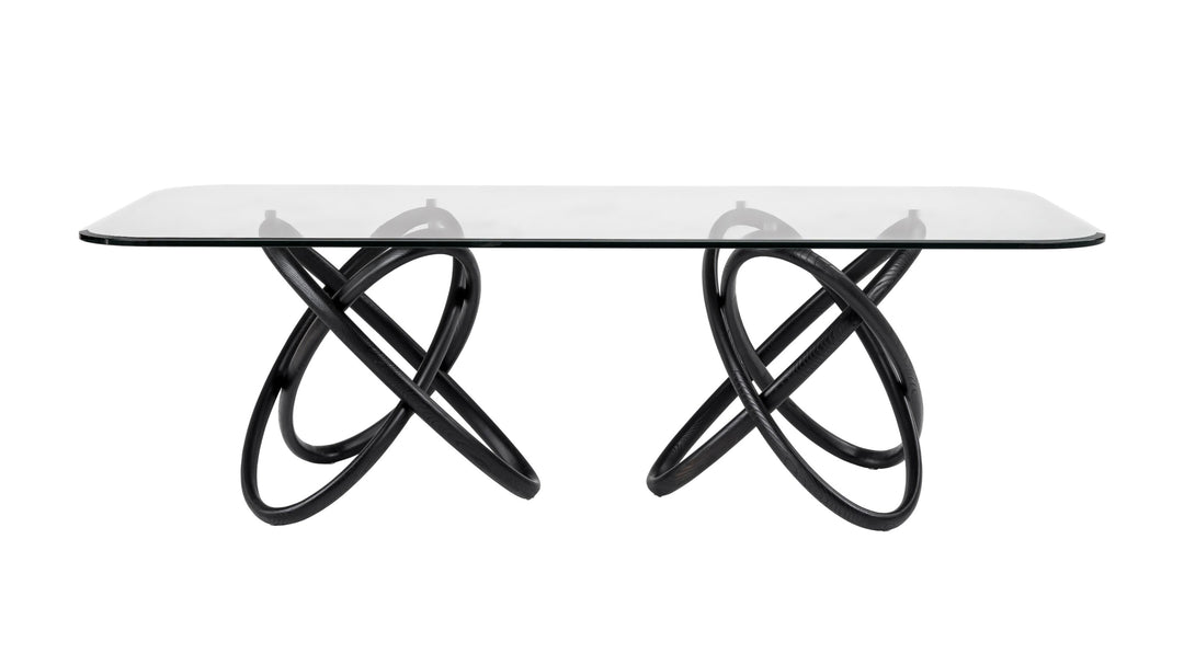 Mason Modern Glass & Black Ash Dining Table