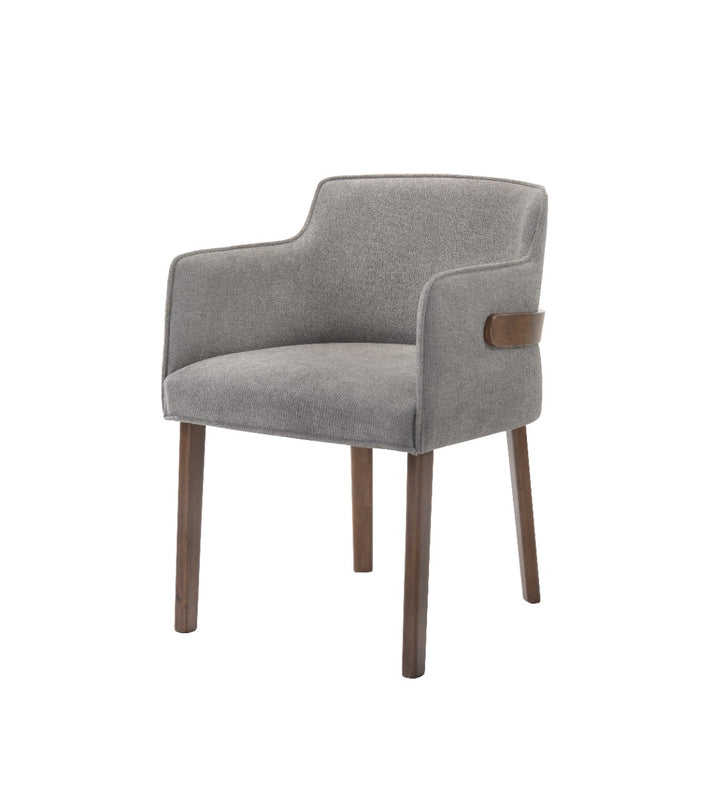 Castillo + Jordan - Modern Grey Fabric + Walnut 7-Piece Dining Set