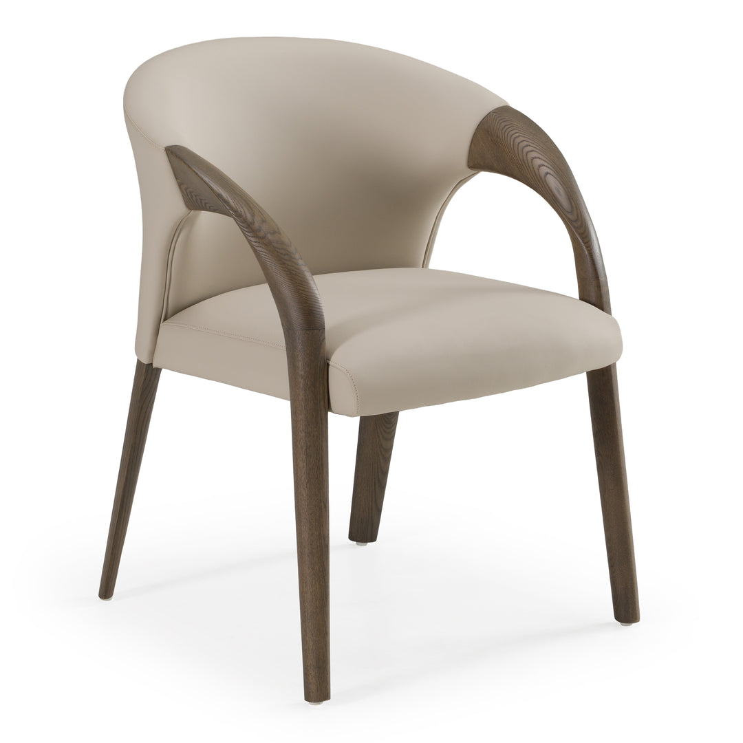 Wynetta Mid-Century Modern Grey Vegan Leather + Grey Ash Dining Chair