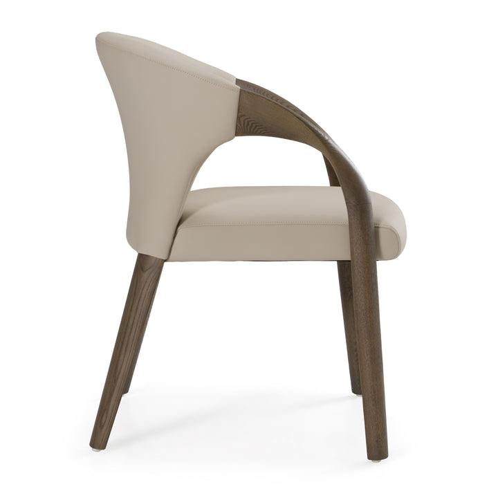 Wynetta Mid-Century Modern Grey Vegan Leather + Grey Ash Dining Chair