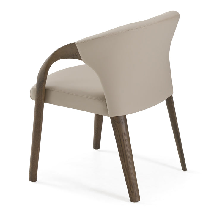 Wynetta Mid-Century Modern Grey Vegan Leather + Grey Ash Dining Chair