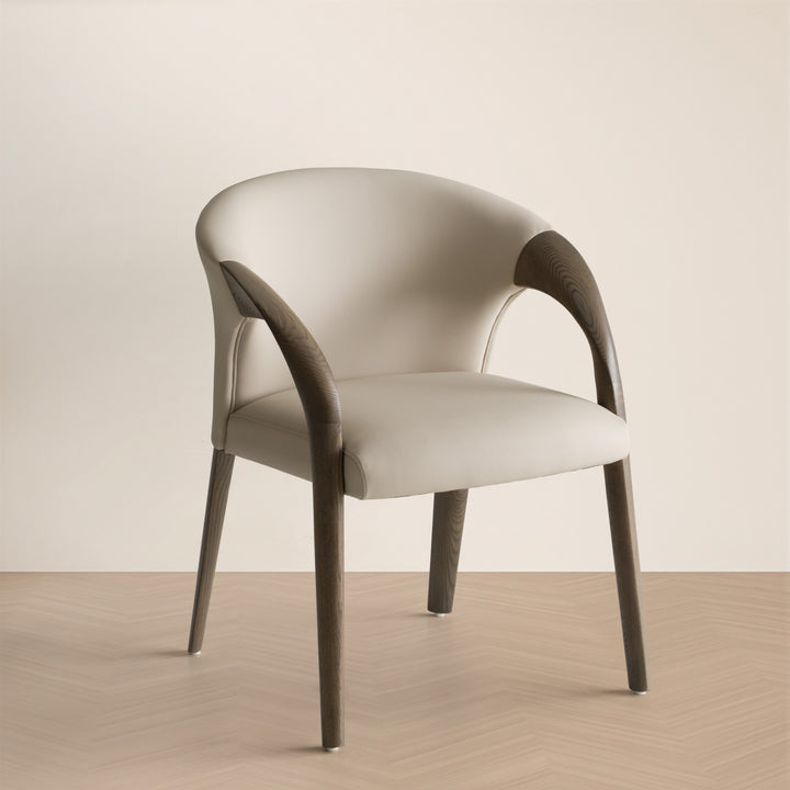 Wynetta Mid-Century Modern Grey Vegan Leather + Grey Ash Dining Chair