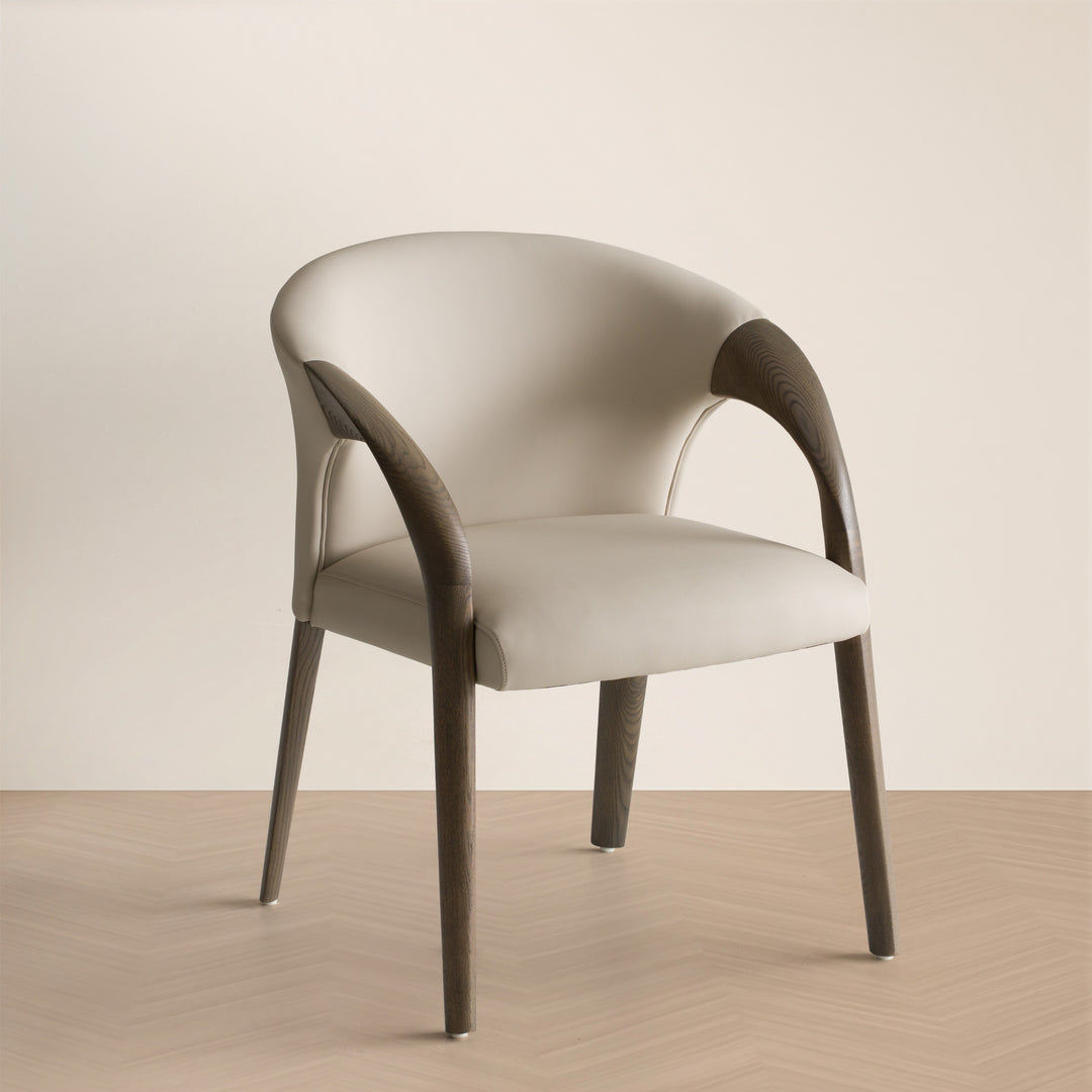 Wynetta Mid-Century Modern Grey Vegan Leather + Grey Ash Dining Chair