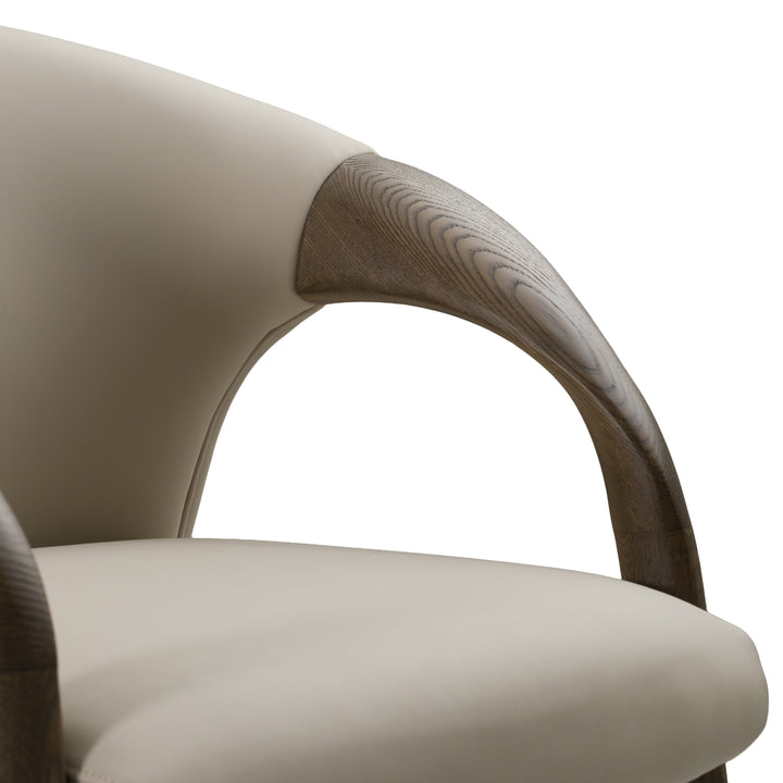 Wynetta Mid-Century Modern Grey Vegan Leather + Grey Ash Dining Chair