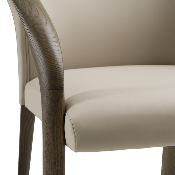 Wynetta Mid-Century Modern Grey Vegan Leather + Grey Ash Dining Chair