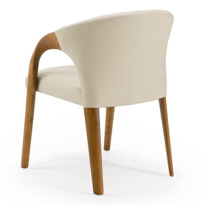 Modrest Wynetta Mid-Century Modern Grey Vegan Leather + Walnut Dining Chair