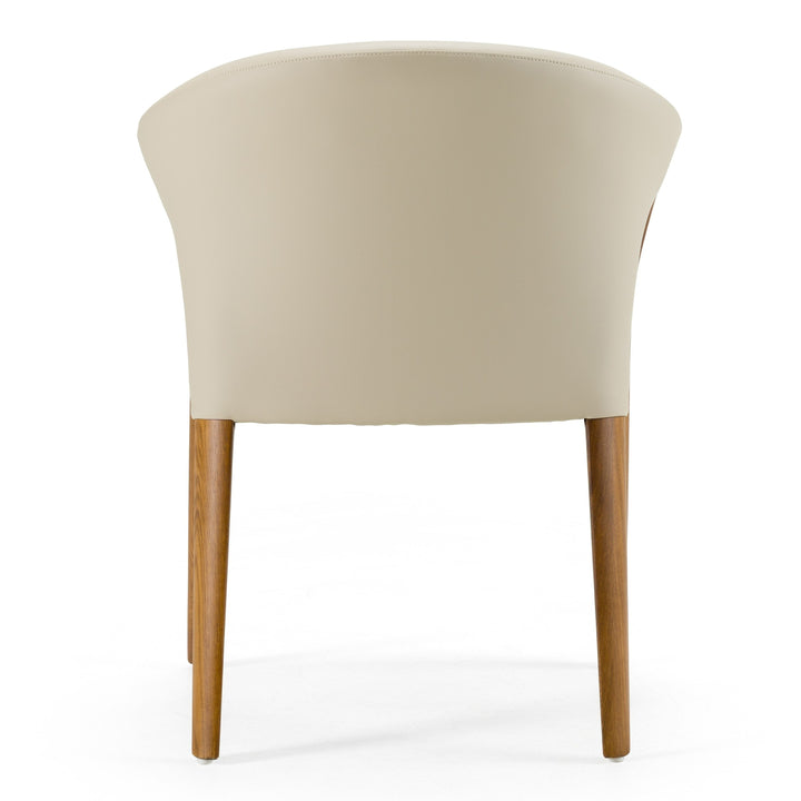 Modrest Wynetta Mid-Century Modern Grey Vegan Leather + Walnut Dining Chair