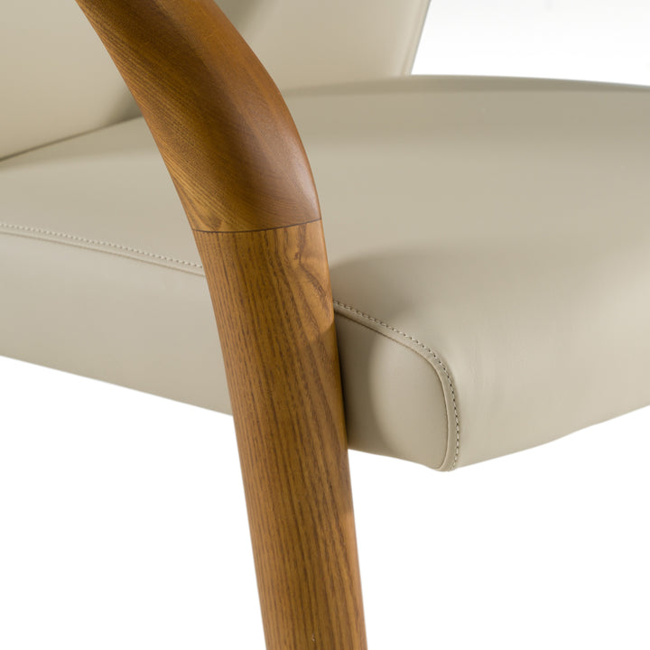 Modrest Wynetta Mid-Century Modern Grey Vegan Leather + Walnut Dining Chair