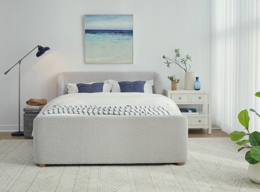 Modus Furniture Mqnbh4 Kiki Upholstered Platform Bed In Cotton Ball Boucle